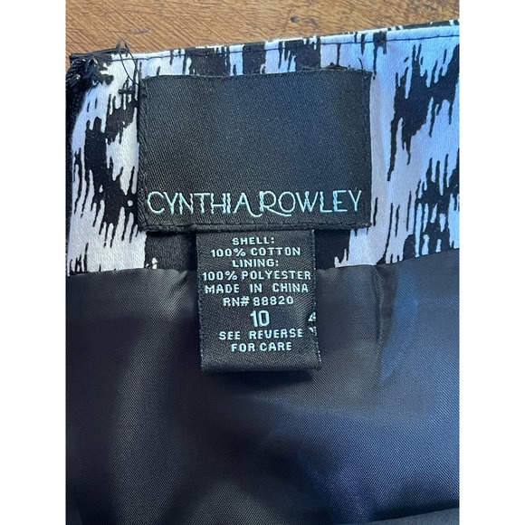 Womens Cynthia Rowley Black White Abstract Pencil Skirt Size 10 - Picture 2 of 6